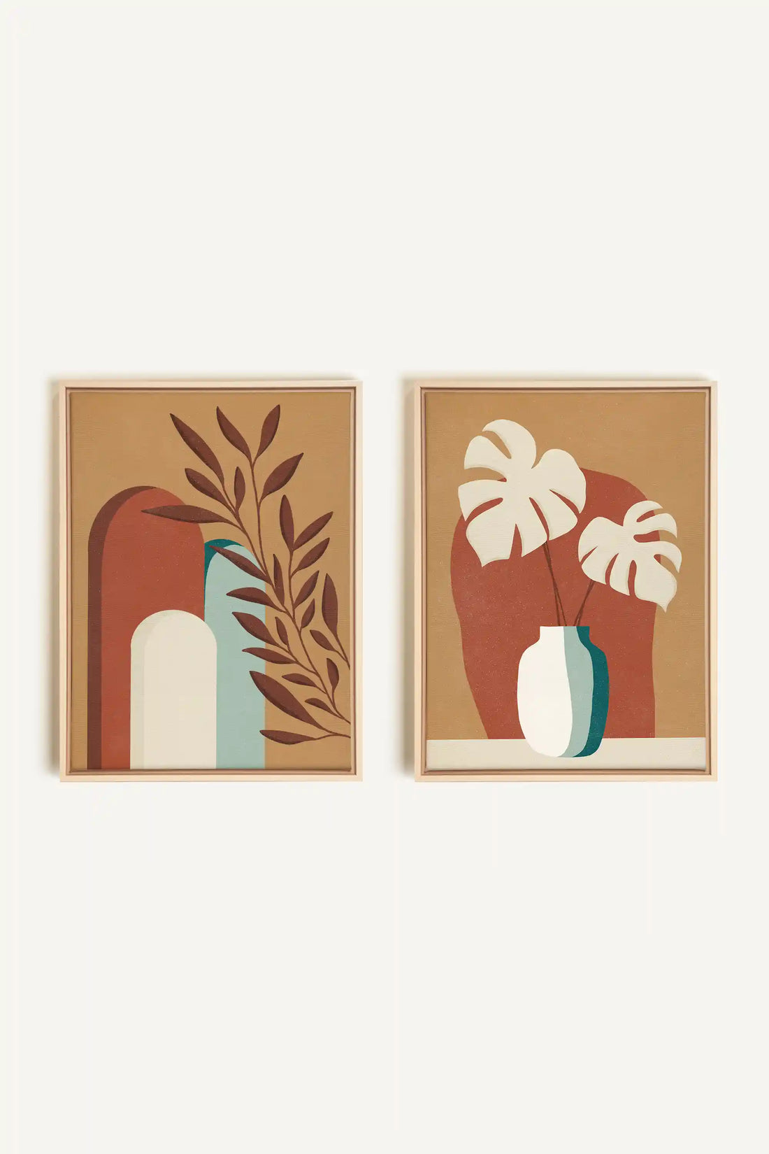 TERRACOTTA OASIS, 2 Artworks on stretched canvas, framed Natural Light