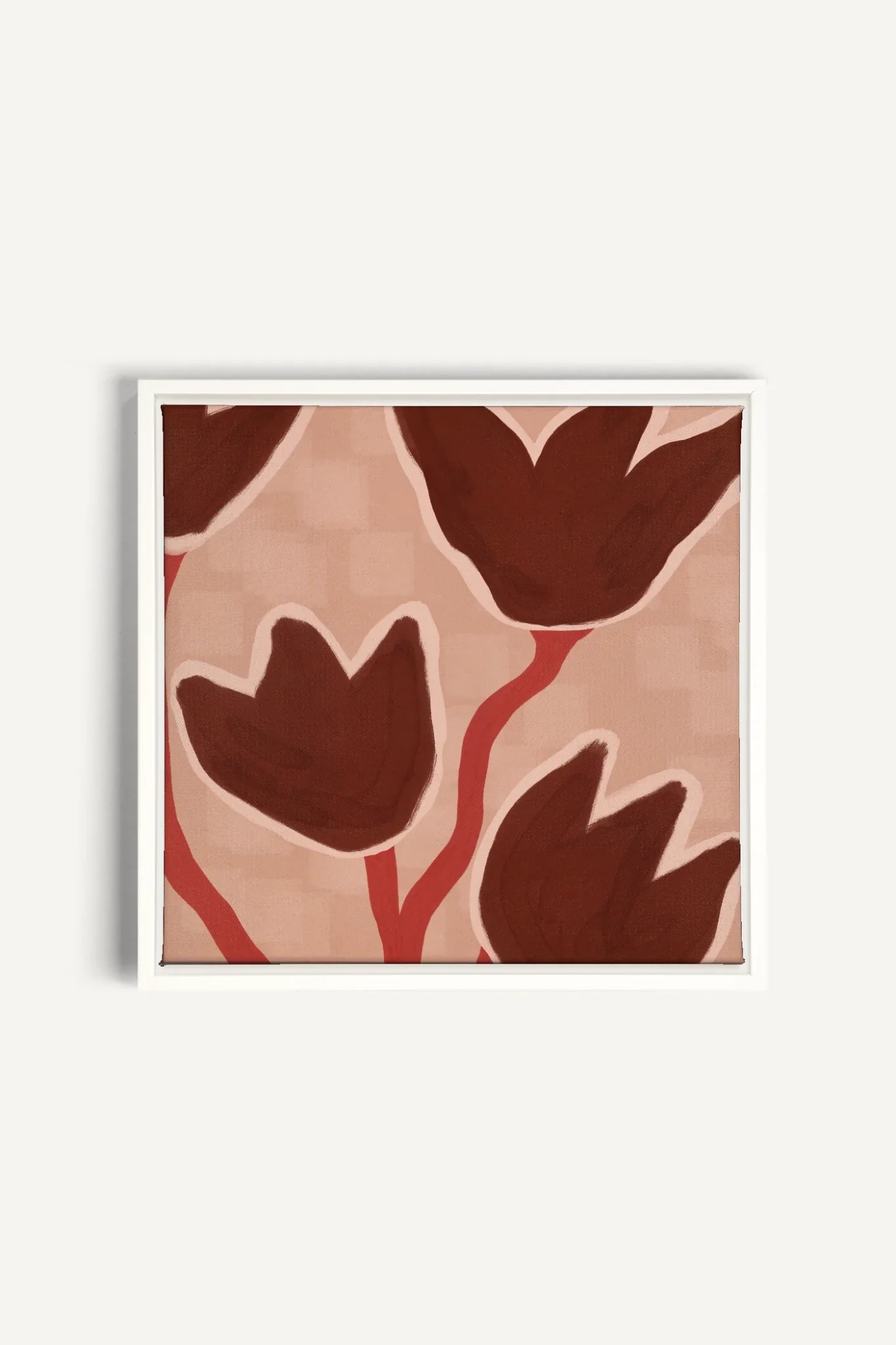 OLEKA CANVAS - TERRE EN FLEURS, Oeuvre sur toile étirée, encadré Blanc