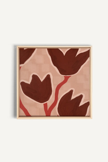 OLEKA CANVAS - TERRE EN FLEURS, Oeuvre sur toile étirée, encadré Naturel Clair