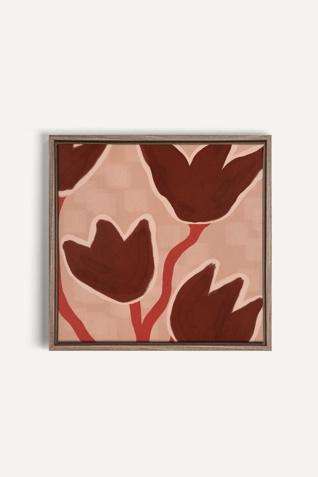 TERRE EN FLEURS, Artwork on stretched canvas, framed in Brown Oak