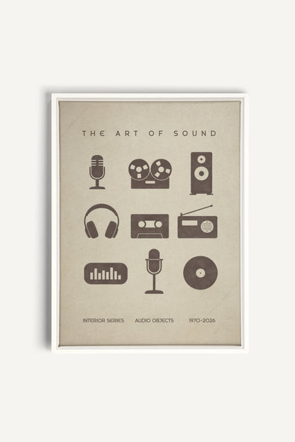 THE ART OF SOUND, Work on stretched canvas, framed White