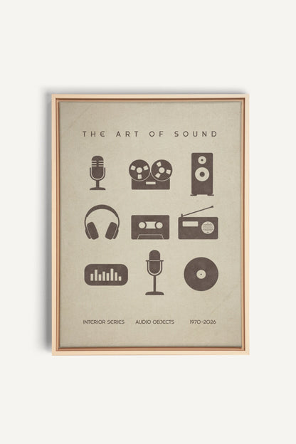 THE ART OF SOUND, Work on stretched canvas, framed Naturel Clair