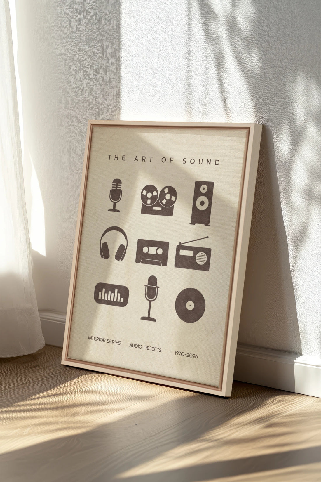 THE ART OF SOUND, Work on stretched canvas, framed Naturel Clair