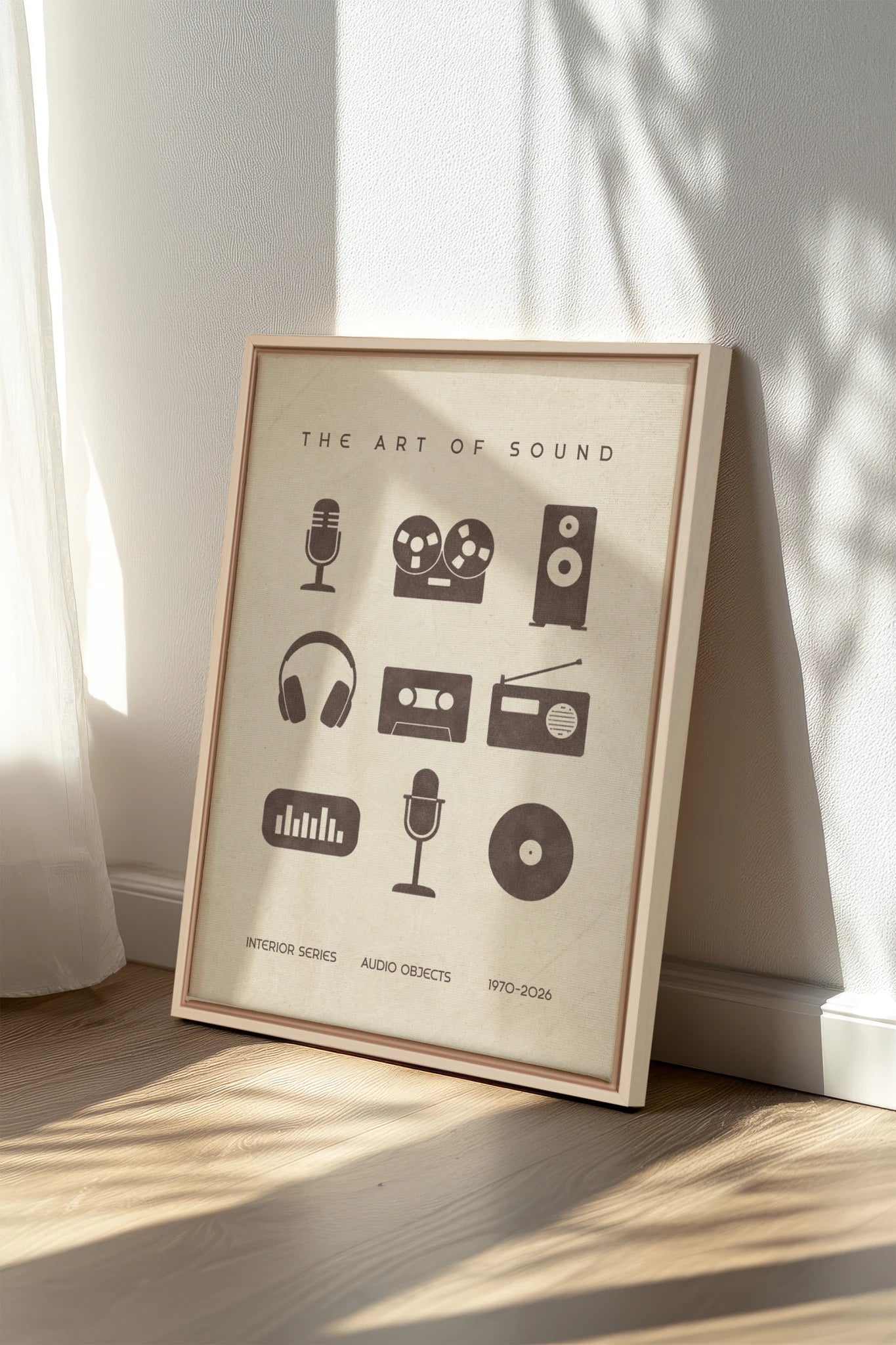 THE ART OF SOUND, Work on stretched canvas, framed Naturel Clair