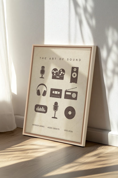 THE ART OF SOUND, Work on stretched canvas, framed Naturel Clair