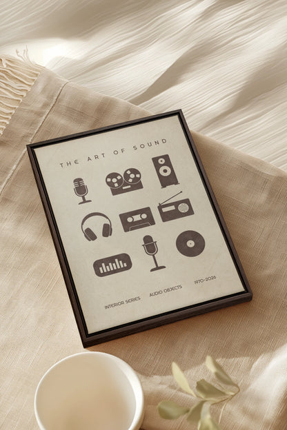 THE ART OF SOUND, Work on stretched canvas, framed Walnut Brown