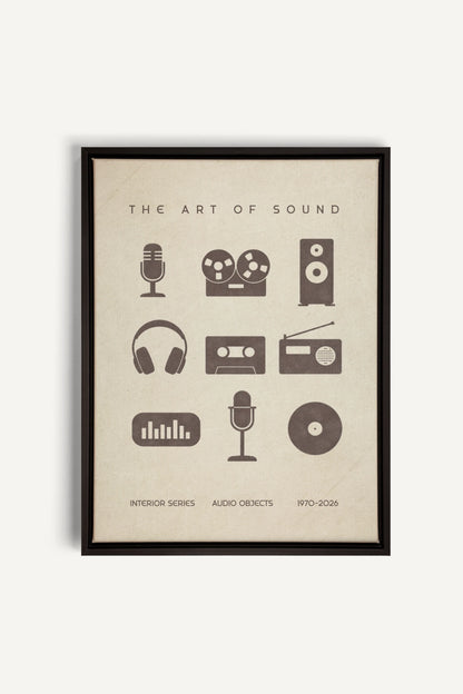 THE ART OF SOUND, Work on stretched canvas, framed Black