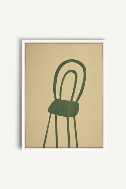 OLEKA CANVAS - THE GREEN CHAIR, Oeuvre sur toile étirée, encadré Blanc