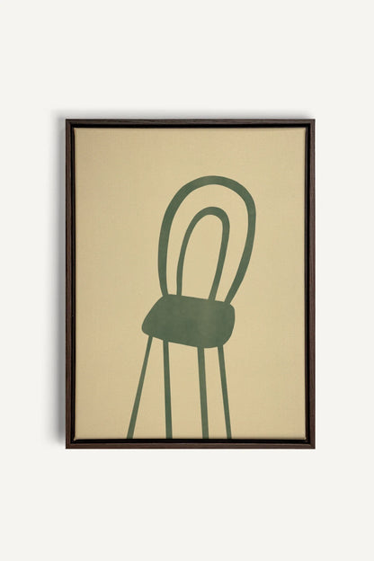 OLEKA CANVAS - THE GREEN CHAIR, Oeuvre sur toile étirée, encadré Brun Noyer