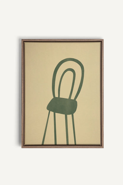 OLEKA CANVAS - THE GREEN CHAIR, Oeuvre sur toile étirée, encadré Brun Chêne