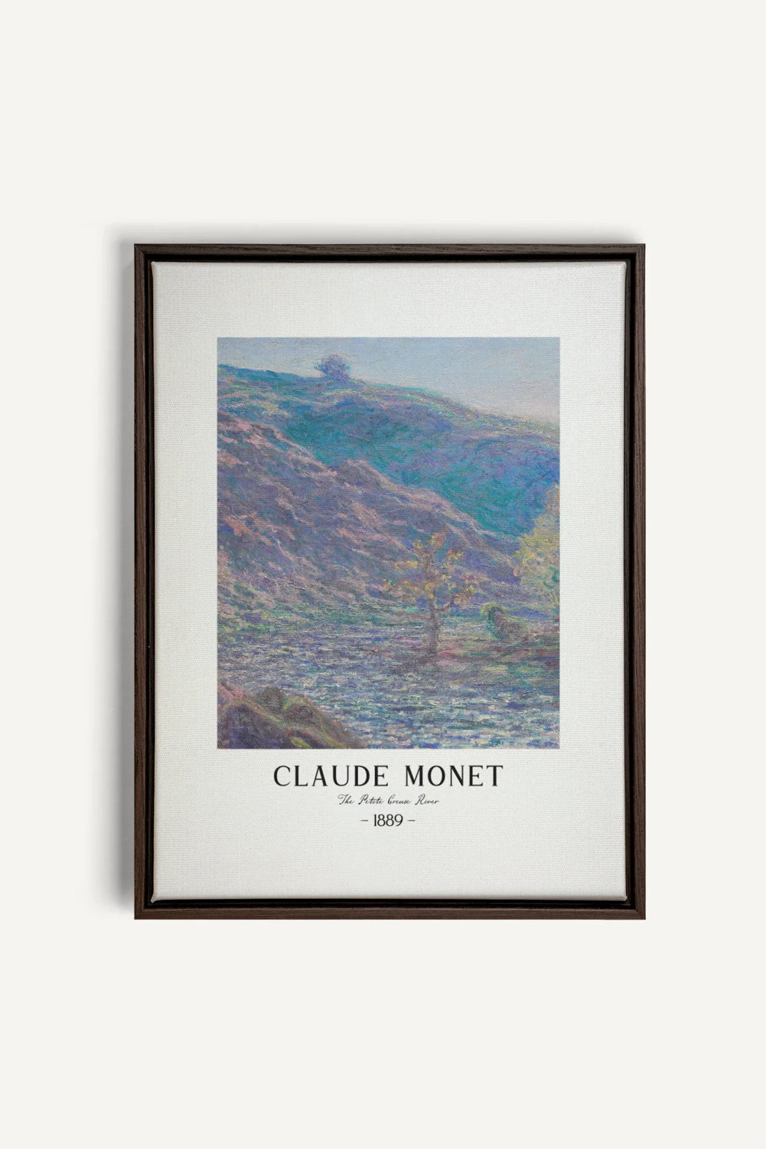 OLEKA CANVAS - THE PETITE CREUSE RIVER, Oeuvre sur toile étirée, encadré Brun Noyer