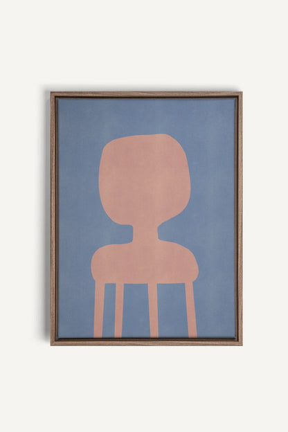 OLEKA CANVAS - THE PINK CHAIR, Oeuvre sur toile étirée, encadré Brun Chêne