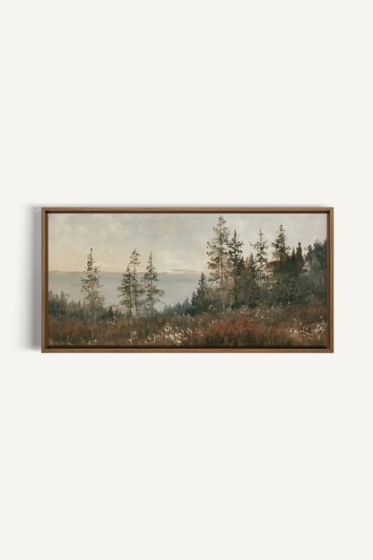 THE PROMISE OF PINES, Oeuvre sur toile étirée, encadré Brun Chêne