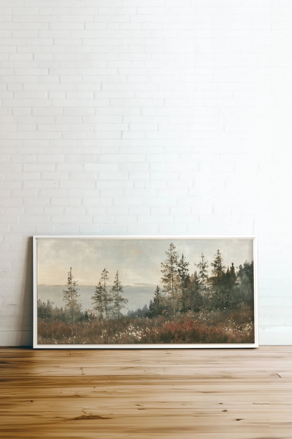 THE PROMISE OF PINES, Oeuvre sur toile étirée, encadré Blanc