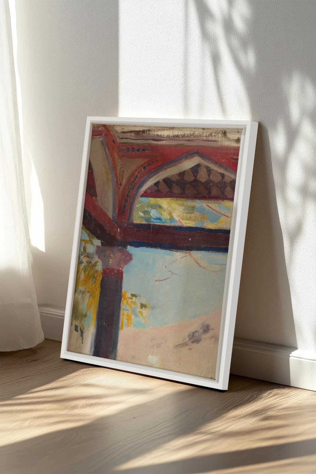 THE RED ARCH, Work on stretched canvas, framed White