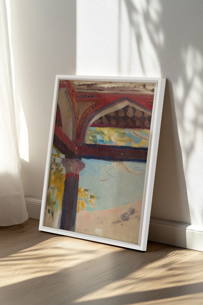 THE RED ARCH, Oeuvre sur toile étirée, encadré Blanc