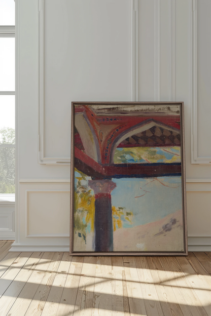 THE RED ARCH, Oeuvre sur toile étirée, encadré Brun Chêne