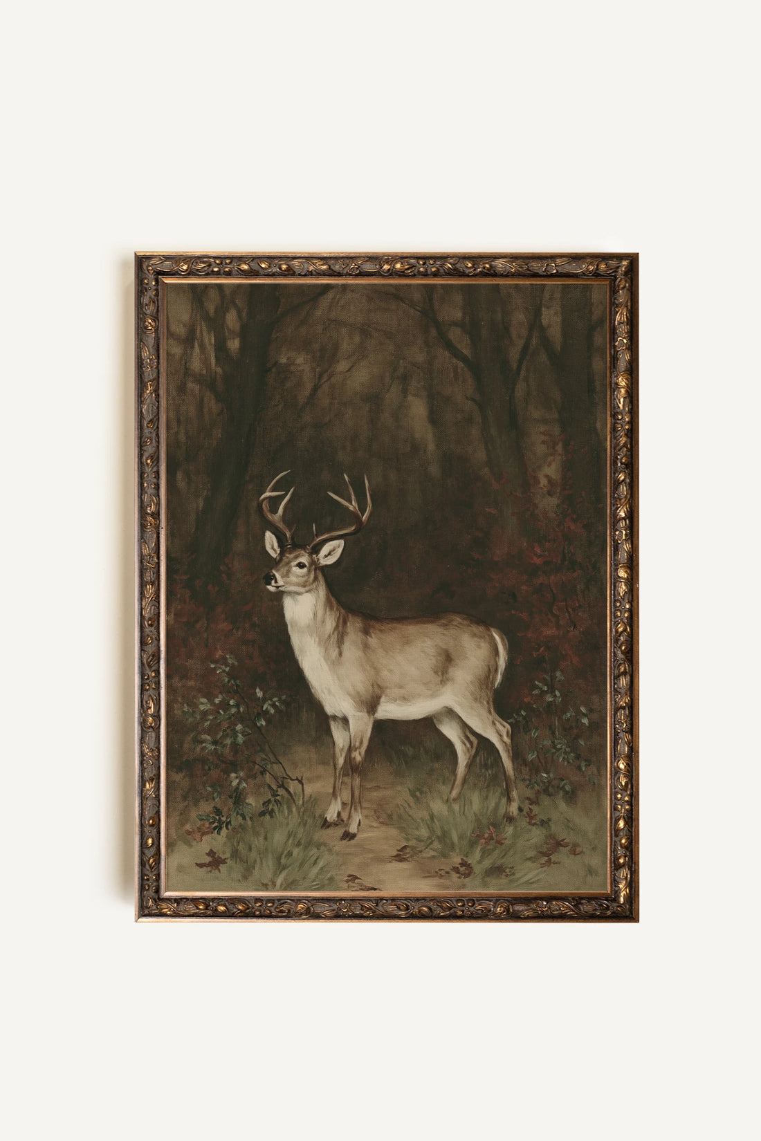 THE WOODLAND STAG, Oeuvre sur toile rigide, encadré Vintage Bronze