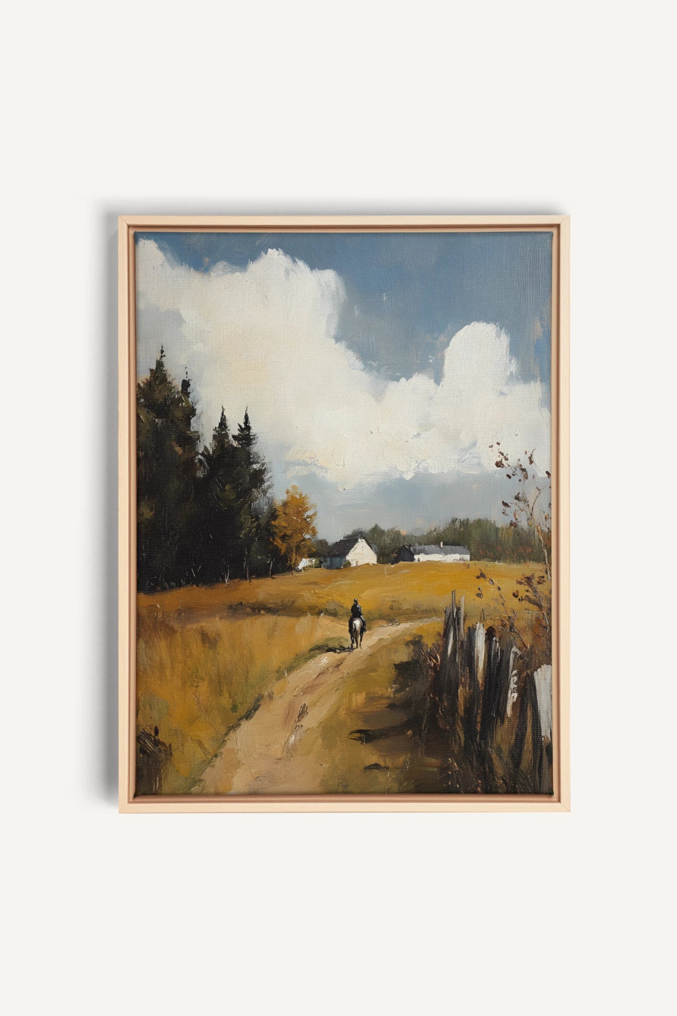 THROUGH THE FIELDS, Artwork on stretched canvas, framed Natural Light
