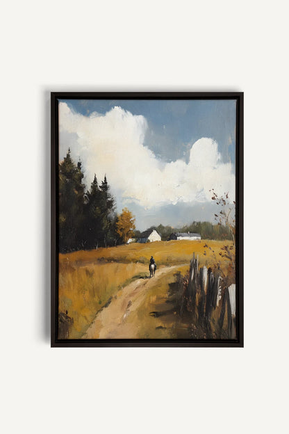 OLEKA CANVAS - THROUGH THE FIELDS, Oeuvre sur toile étirée, encadré Noir