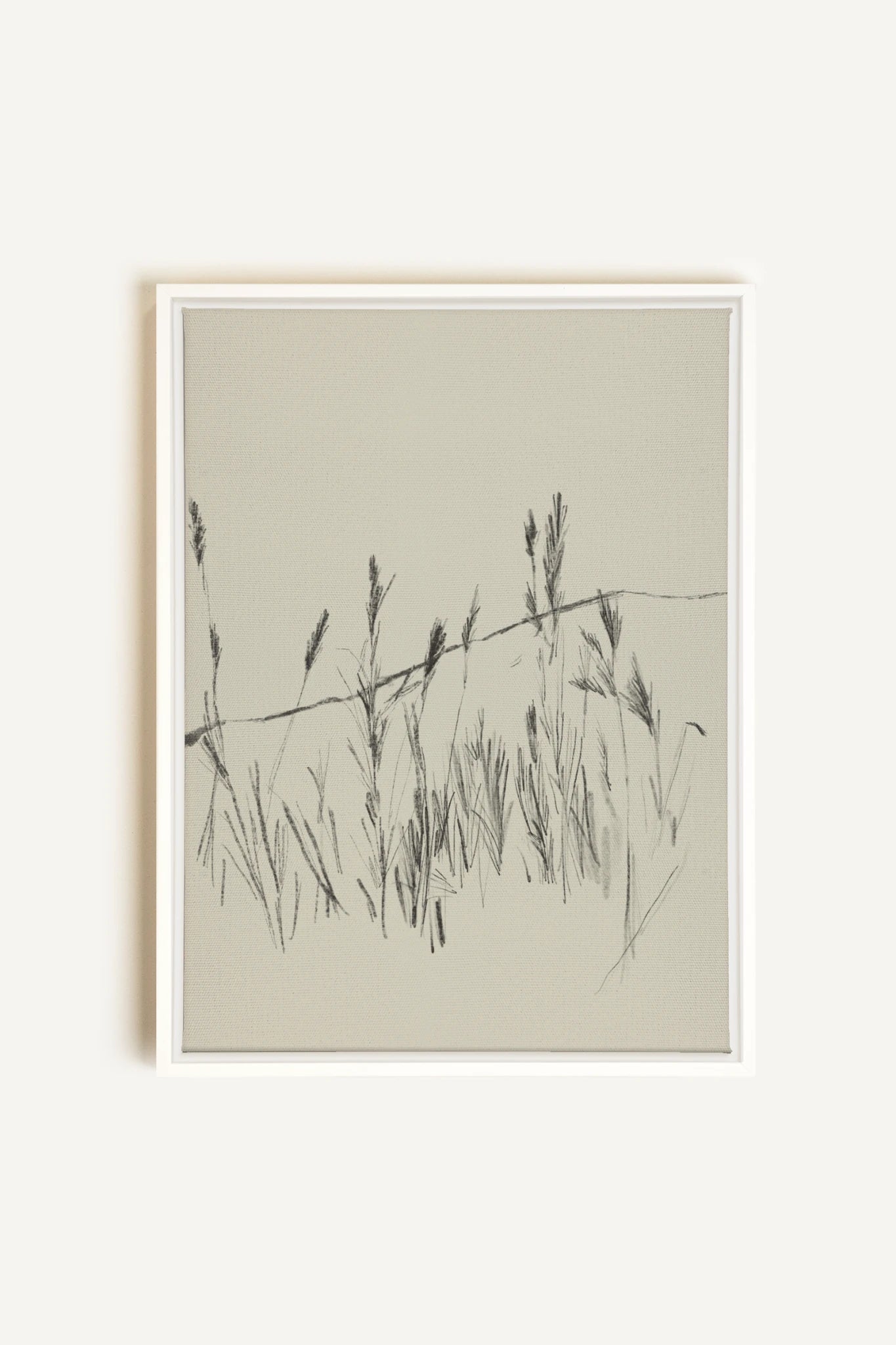 TIGES AUX VENT, Oeuvre sur toile étirée, encadré Blanc