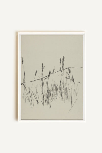 TIGES AUX VENT, Oeuvre sur toile étirée, encadré Blanc