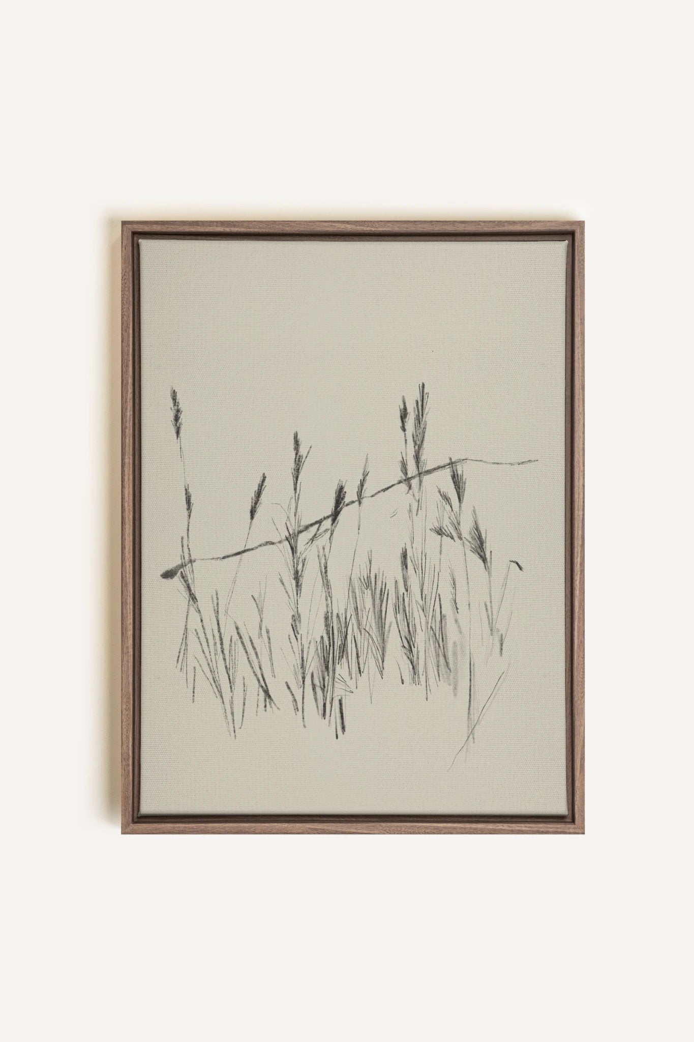 TIGES AUX VENT, Artwork on stretched canvas, framed in Brown Oak