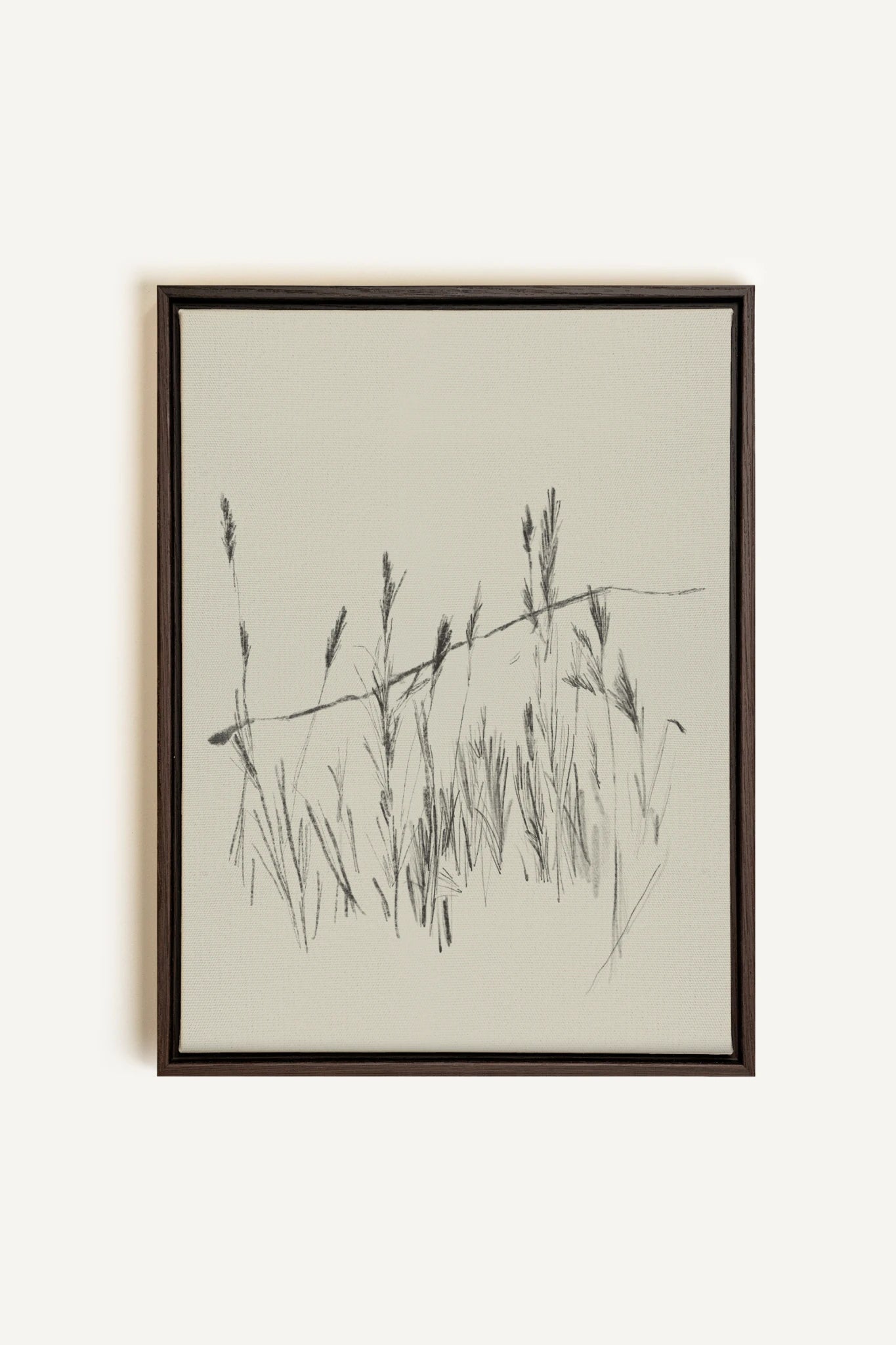 TIGES AUX VENT, Oeuvre sur toile étirée, encadré Brun Noyer