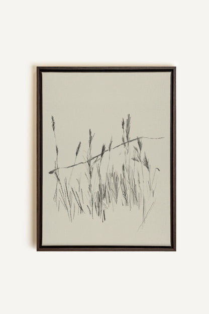 TIGES AUX VENT, Oeuvre sur toile étirée, encadré Brun Noyer