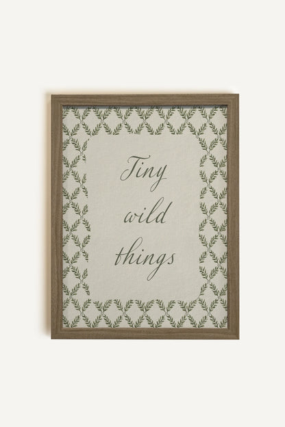 TINY WILD THINGS, Work on canvas, oak brown frame