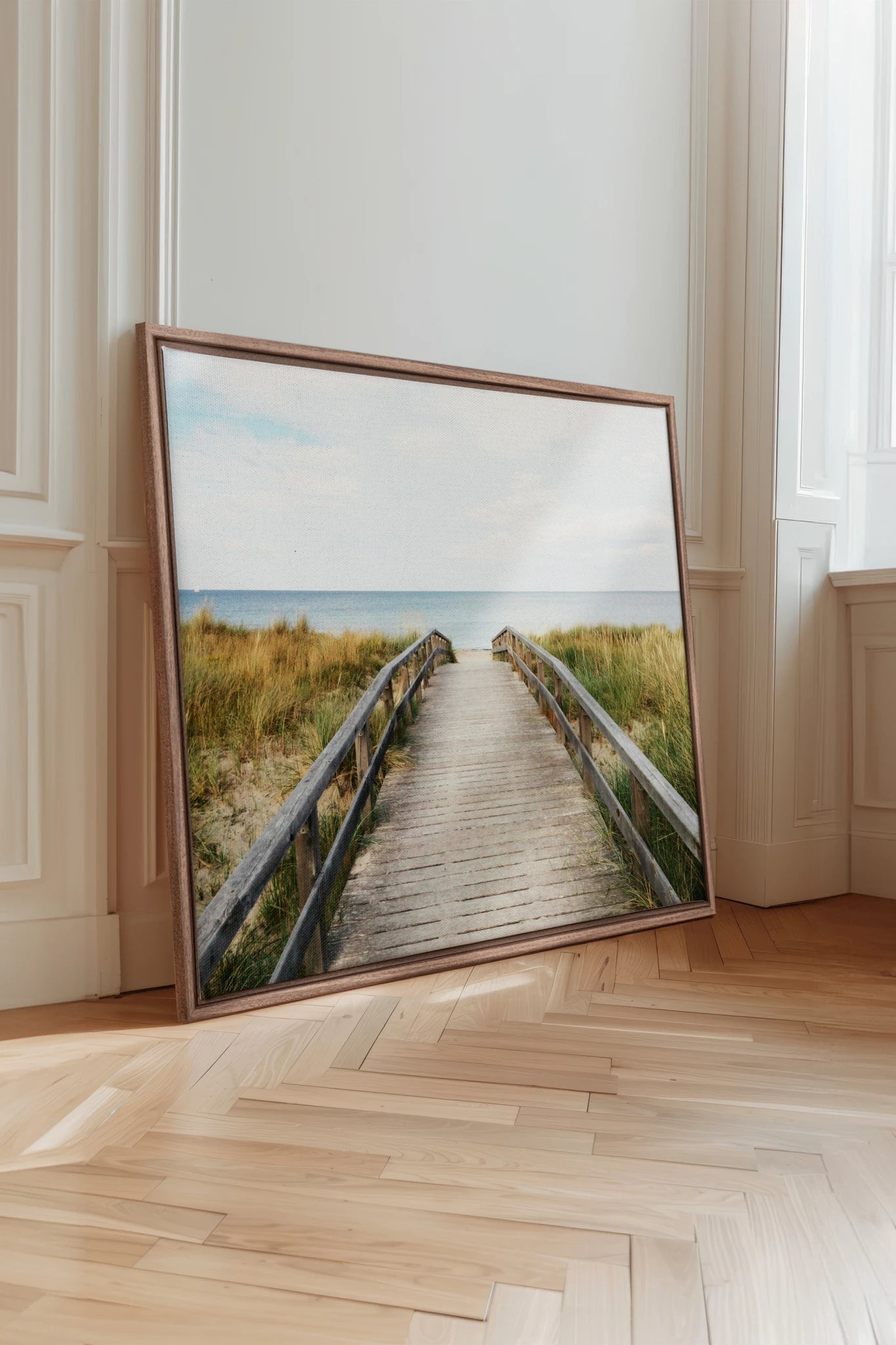 TO THE SEA, Oeuvre sur toile étirée, encadré Brun Chêne