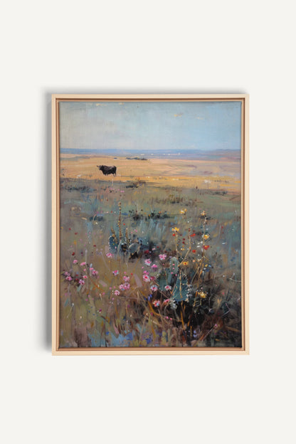 RAINBOW FIELD, Artwork on stretched canvas, framed Natural Light