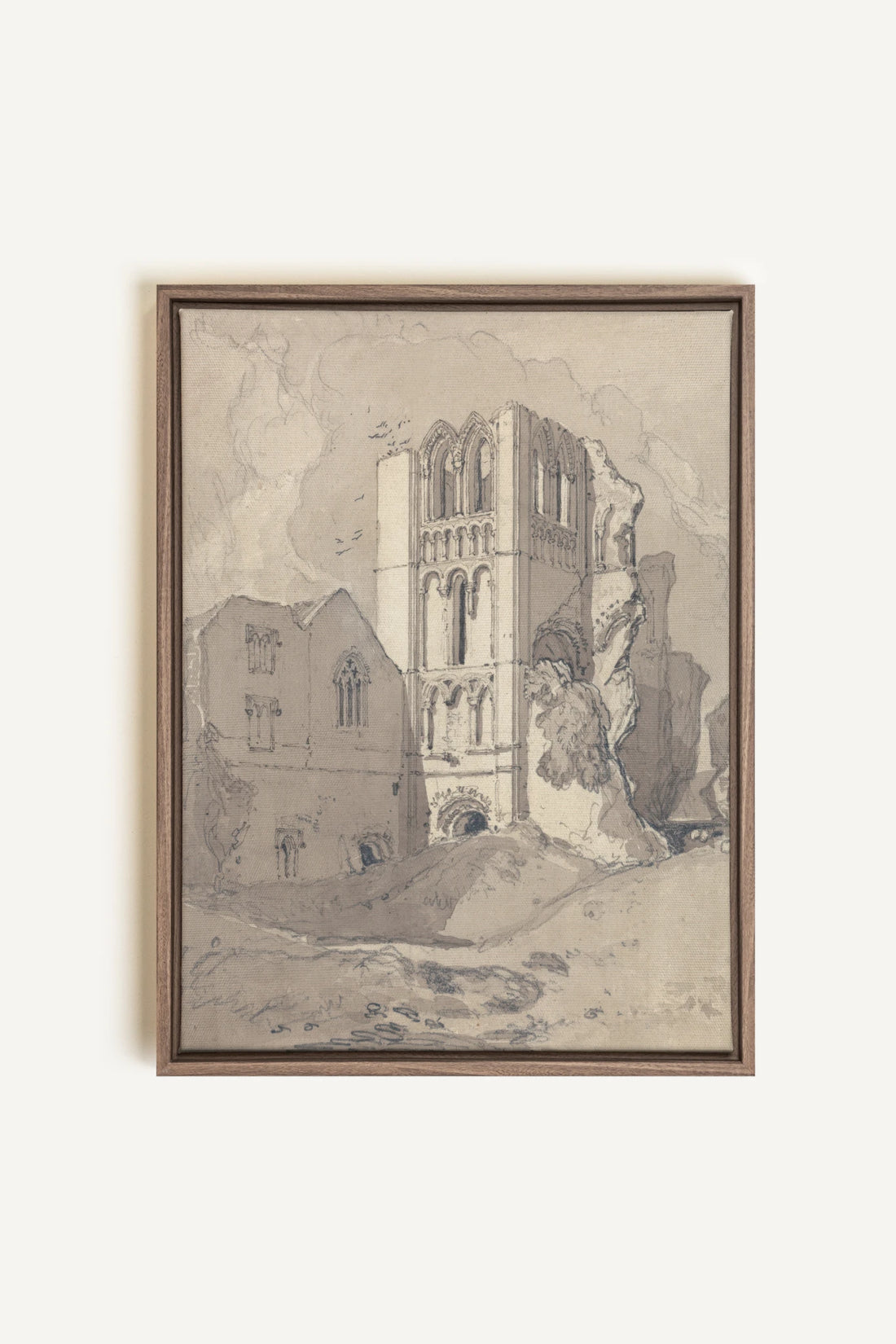 TOWER OF SILENCE, Oeuvre sur toile étirée, encadré Brun Chêne