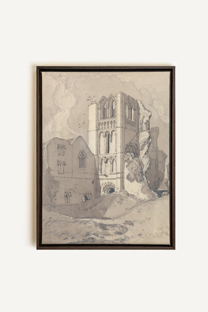 TOWER OF SILENCE, Artwork on stretched canvas, framed in Walnut Brown