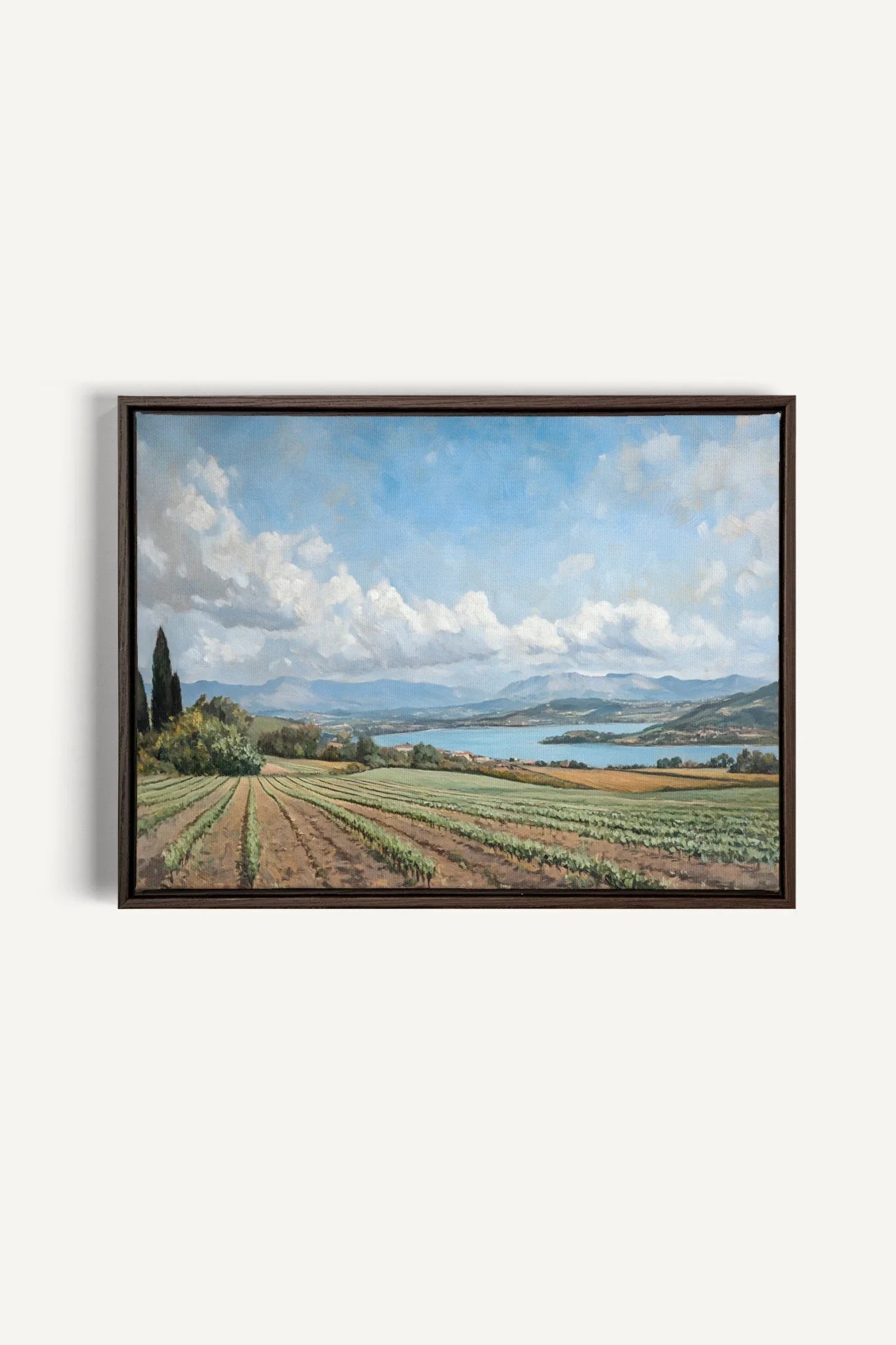 OLEKA CANVAS - TRANQUIL LAKESIDE, Oeuvre sur toile étirée, encadré Brun Noyer