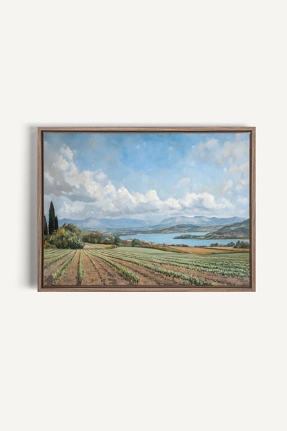 OLEKA CANVAS - TRANQUIL LAKESIDE, Oeuvre sur toile étirée, encadré Brun Chêne