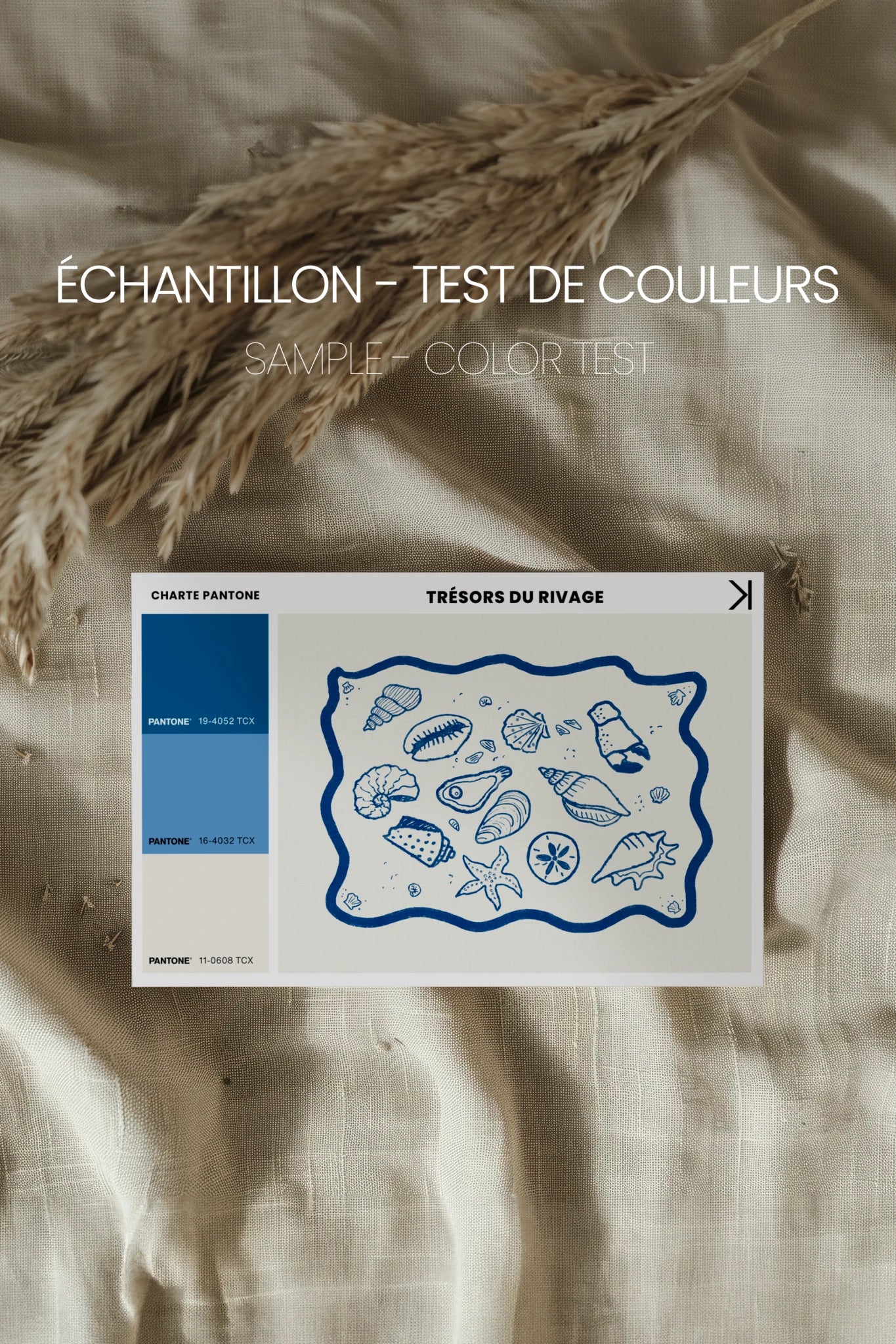 TRÉSORS DU RIVAGE, Oeuvre sur toile rigide, encadré naturel clair