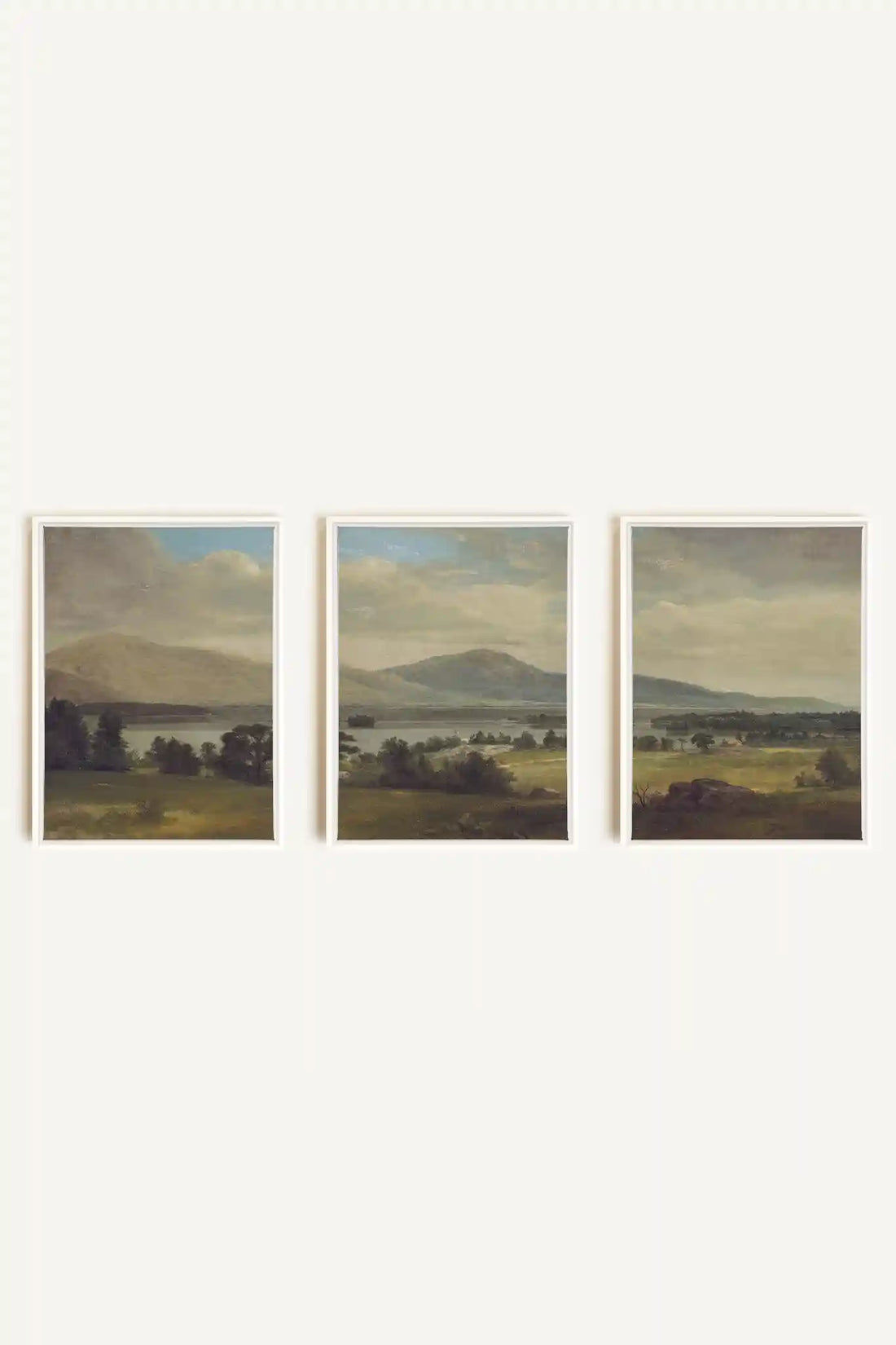 TRIO DES SAISONS DOUCES, 3 Works on stretched canvas, framed in white