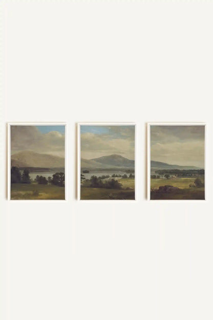 TRIO DES SAISONS DOUCES, 3 Oeuvres sur toile étirée, encadré Blanc