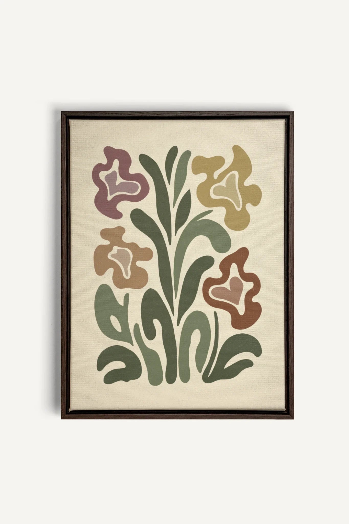 OLEKA CANVAS - TRIPPY BOTANICALS, Oeuvre sur toile étirée, encadré Brun Noyer