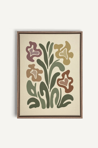 OLEKA CANVAS - TRIPPY BOTANICALS, Oeuvre sur toile étirée, encadré Brun Chêne