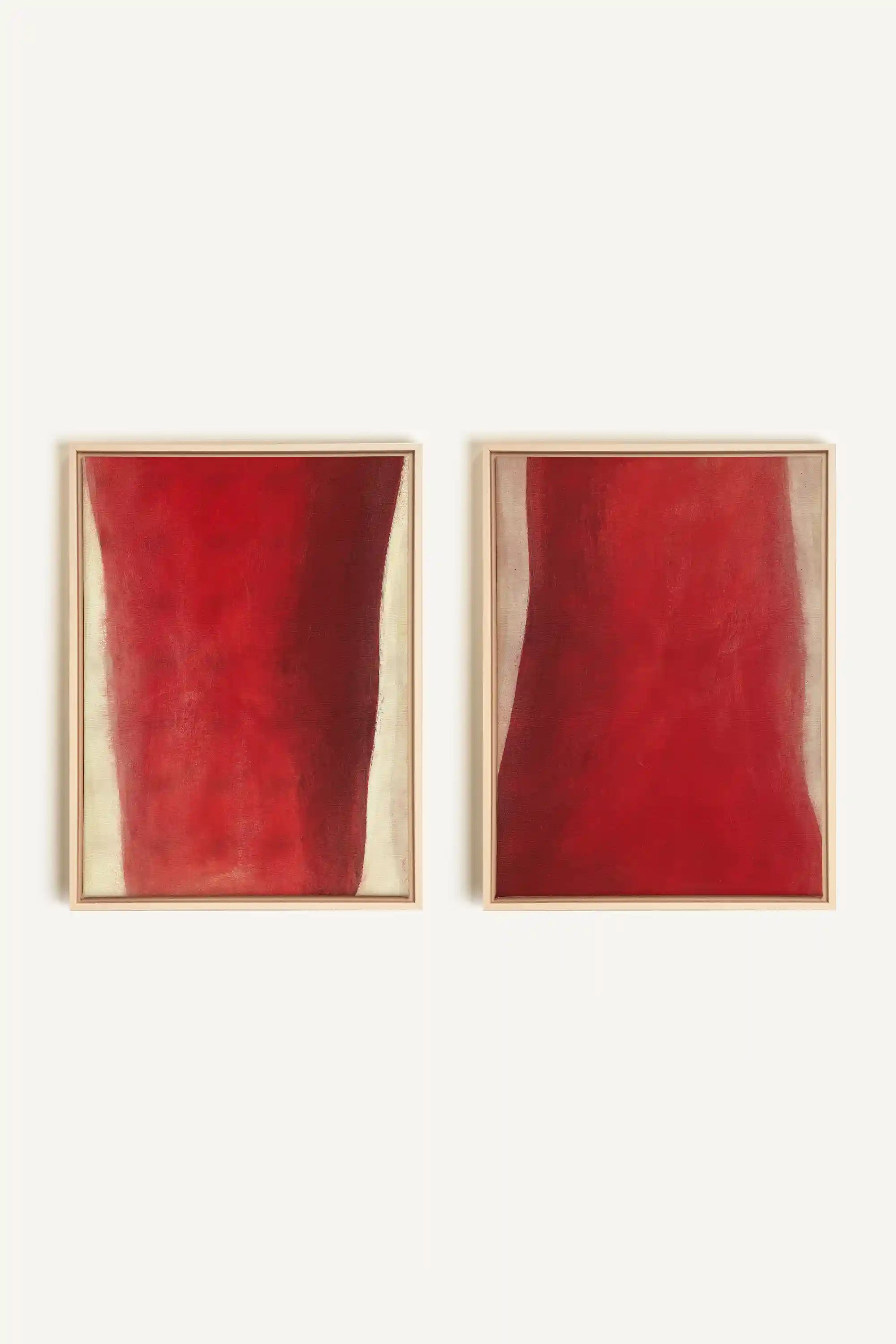 TWIN FLAMES, 2 Oeuvres sur toile étirée, encadré Naturel Clair