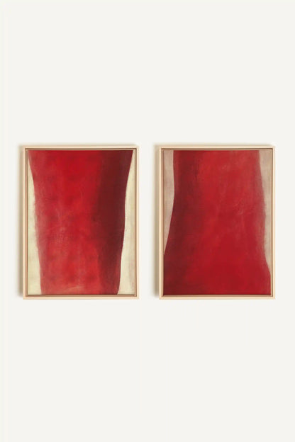 TWIN FLAMES, 2 Oeuvres sur toile étirée, encadré Naturel Clair