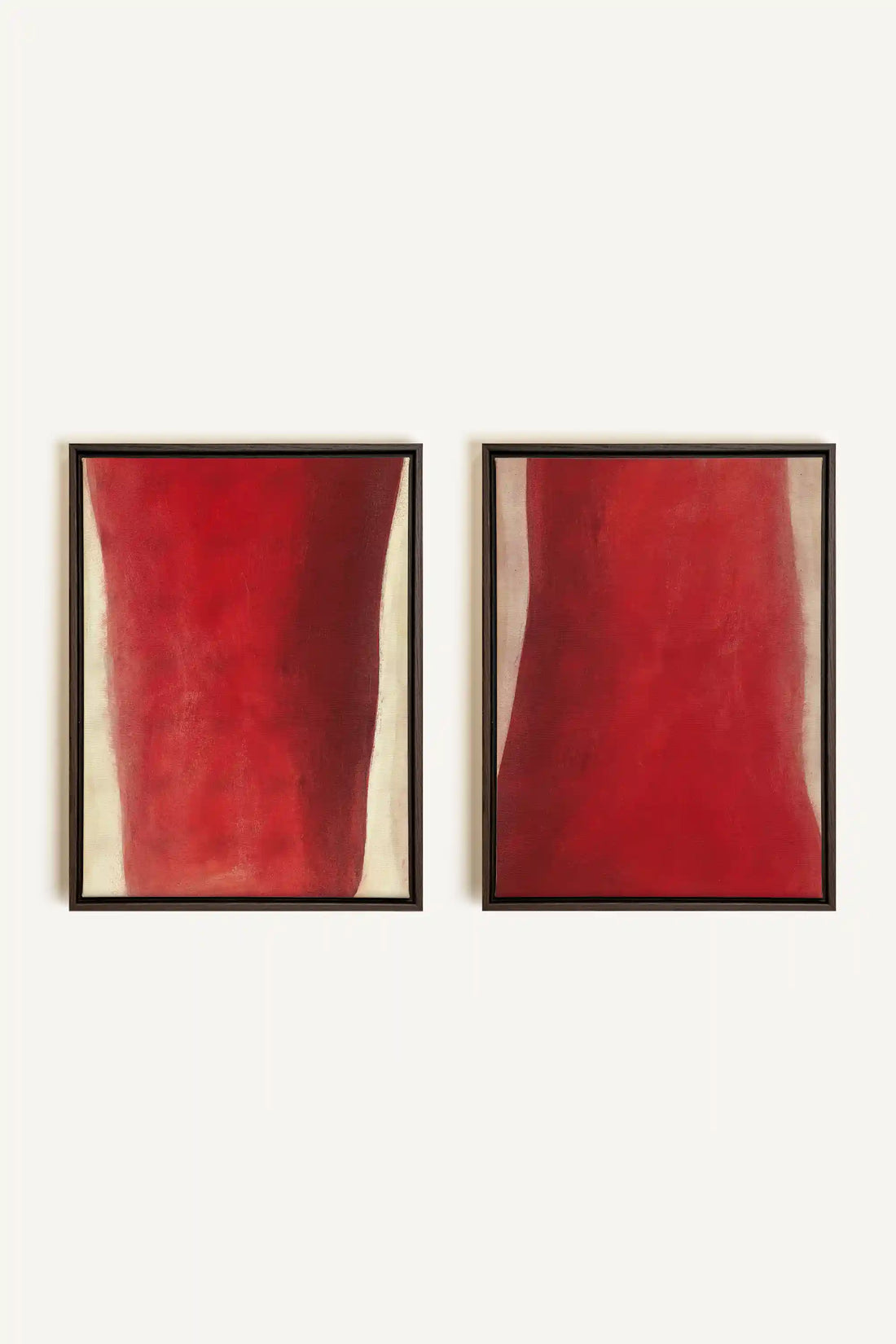 TWIN FLAMES, 2 Works on stretched canvas, framed in Walnut Brown