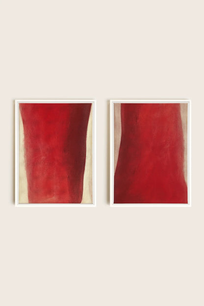 OLEKA CANVAS - TWIN FLAMES, 2 Oeuvres sur toile étirée, encadré Blanc
