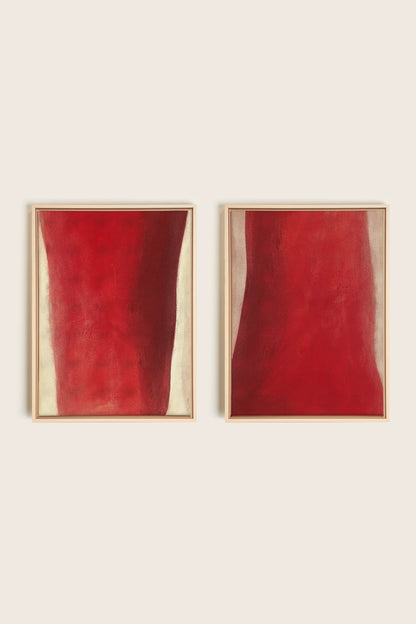 OLEKA CANVAS - TWIN FLAMES, 2 Oeuvres sur toile étirée, encadré Naturel Clair