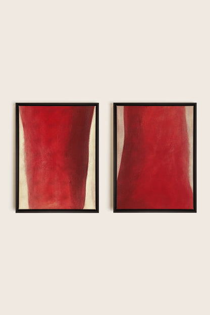 OLEKA CANVAS - TWIN FLAMES, 2 Oeuvres sur toile étirée, encadré Noir