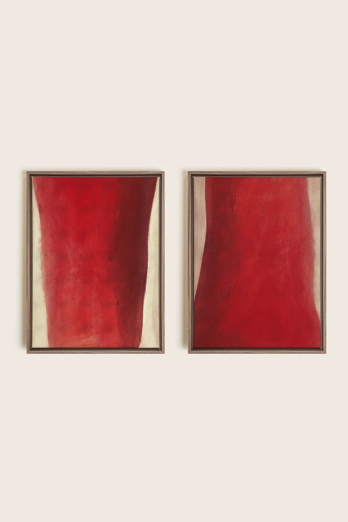 OLEKA CANVAS - TWIN FLAMES, 2 Oeuvres sur toile étirée, encadré Brun Chêne