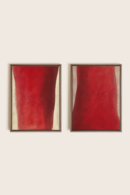 OLEKA CANVAS - TWIN FLAMES, 2 Oeuvres sur toile étirée, encadré Brun Chêne