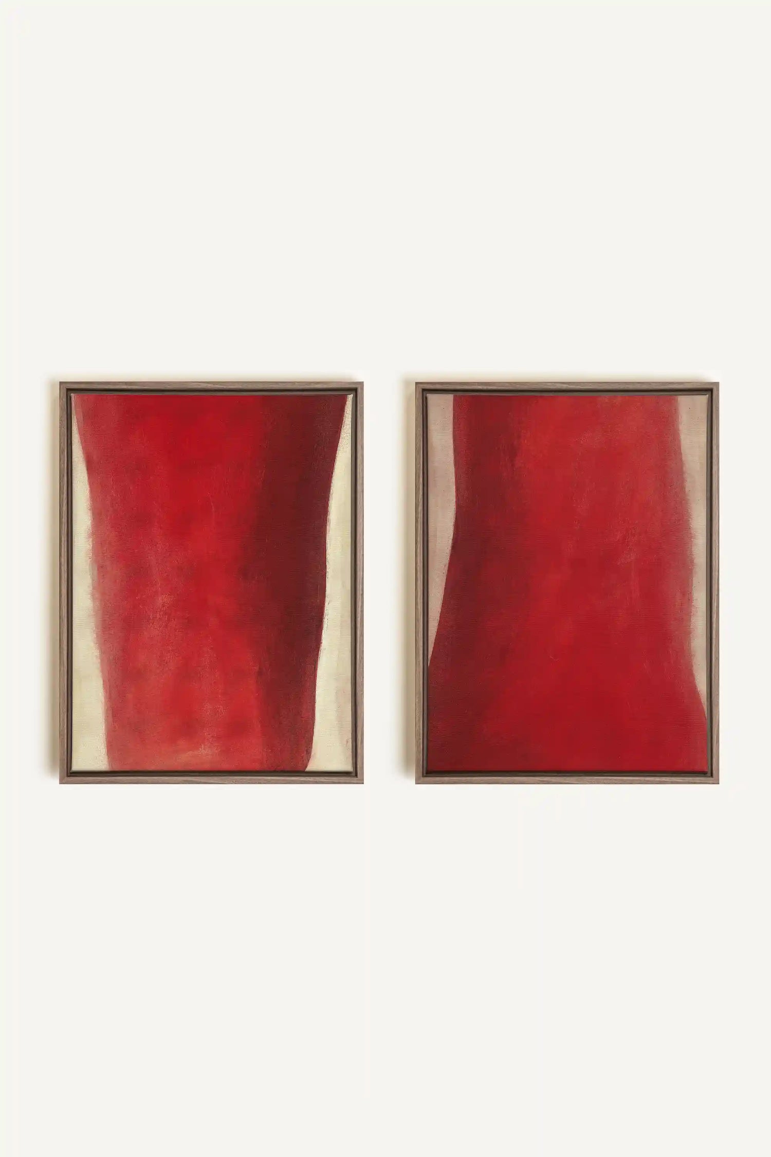 TWIN FLAMES, 2 Works on stretched canvas, framed Oak Brown